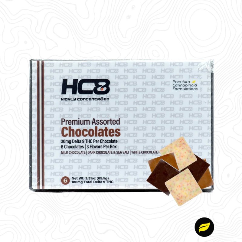 Highly Concentr8ed Delta-9 THC Chocolate Assortment Pack – 6 Count Gift Box
