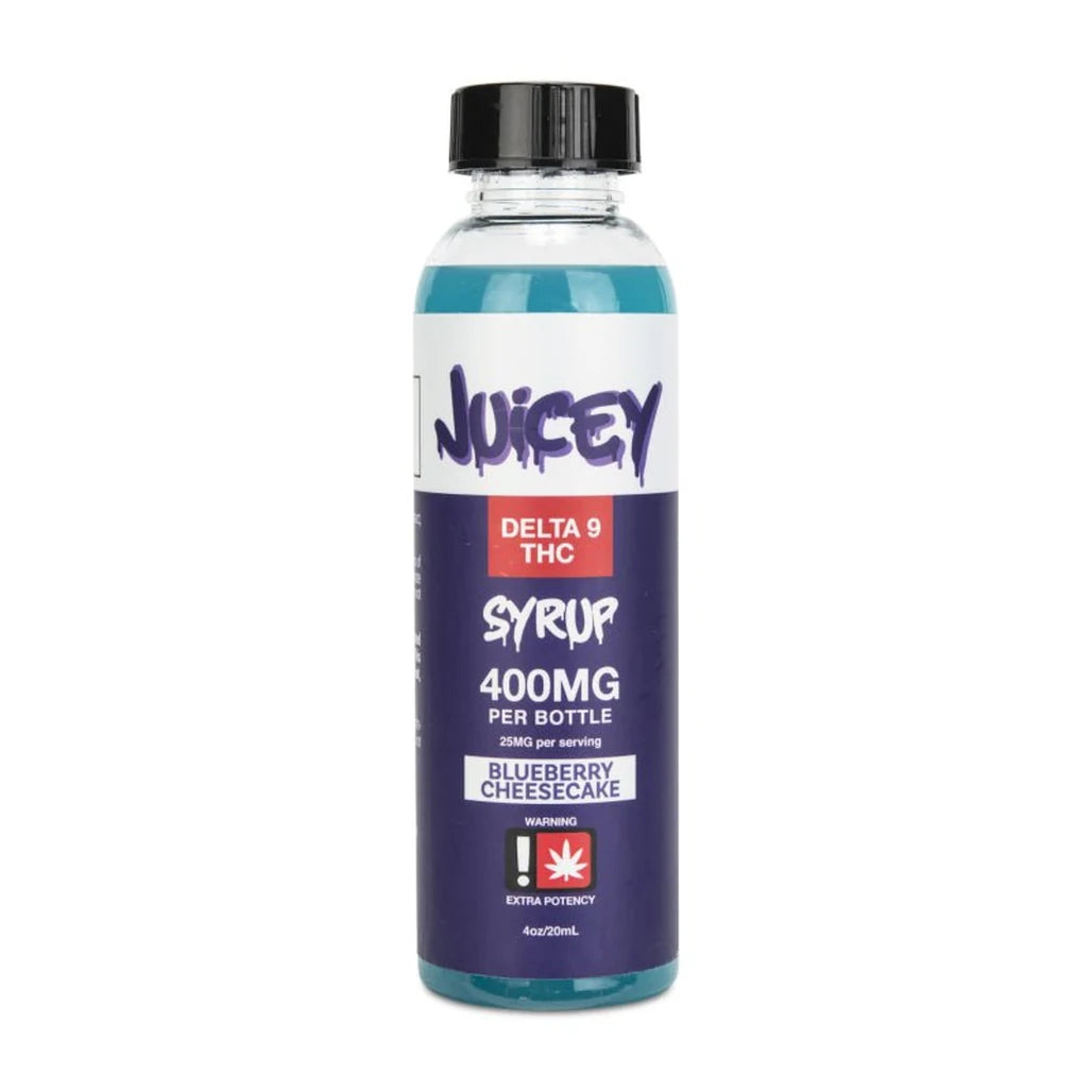 Juicey Blueberry Cheesecake Delta-9 THC syrup bottle