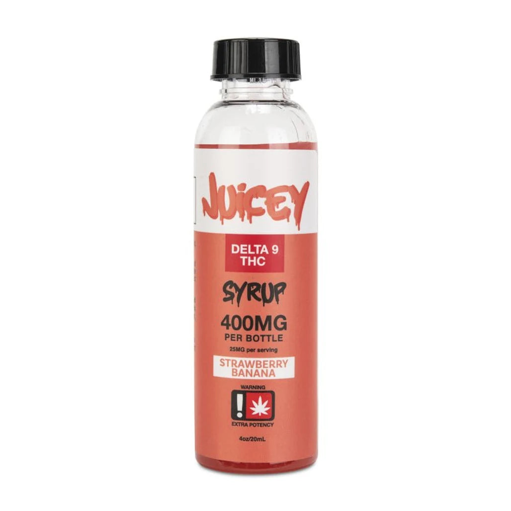 Juicey Strawberry Banana Delta-9 THC syrup bottle