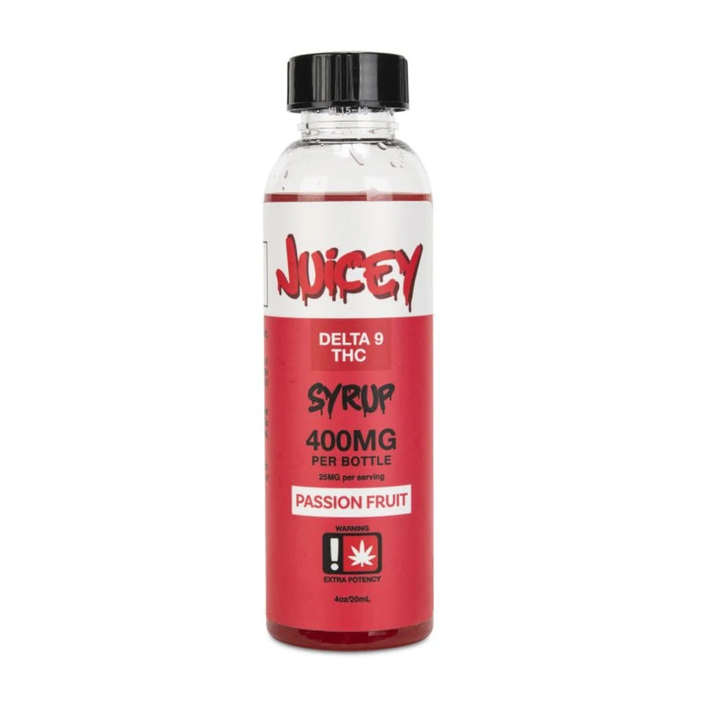 Juicey Passion Fruit Delta-9 THC syrup bottle