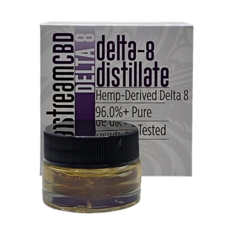 96%+ Pure Delta-8 Distillate – 5g, 10g, 25g Jars