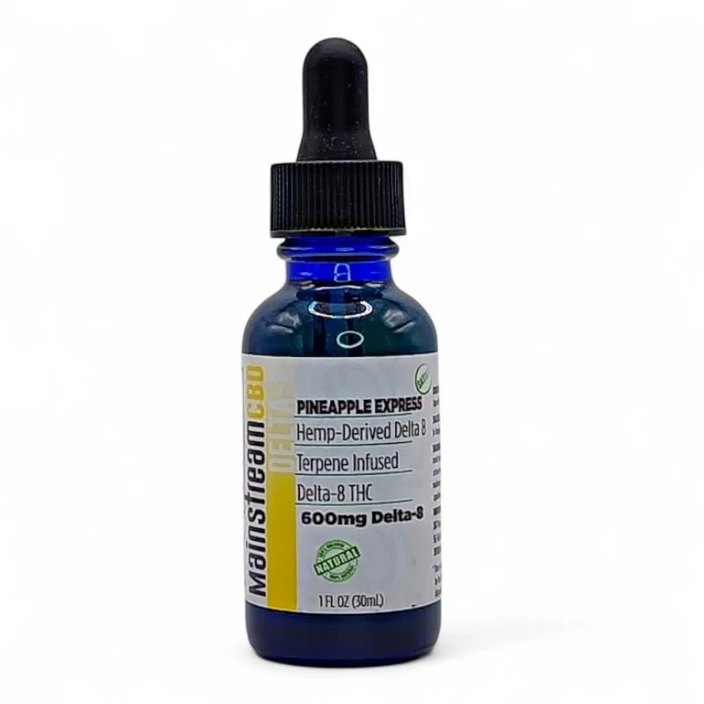 Mainstream CBD Delta-8 THC Tincture Pineapple Express (Sativa), bottle and box