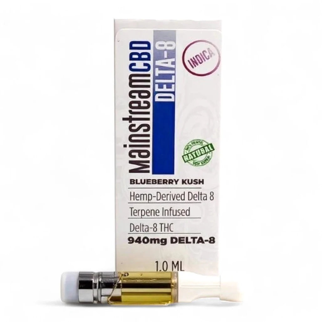 Mainstream CBD Delta-8 Vape Cartridge 980mg, Blueberry Kush (Indica)
