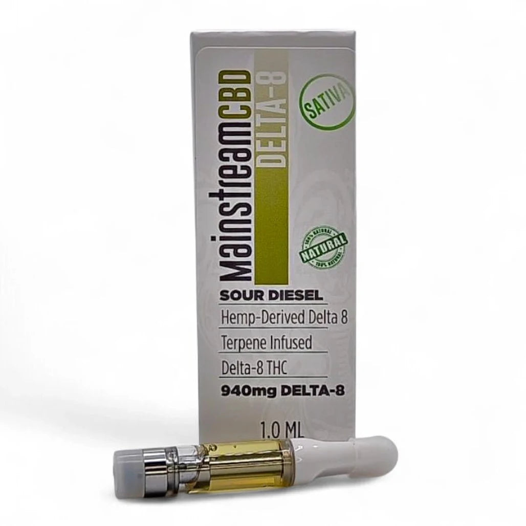 Mainstream CBD Delta-8 Vape Cartridge 980mg, Sour Diesel (Sativa)