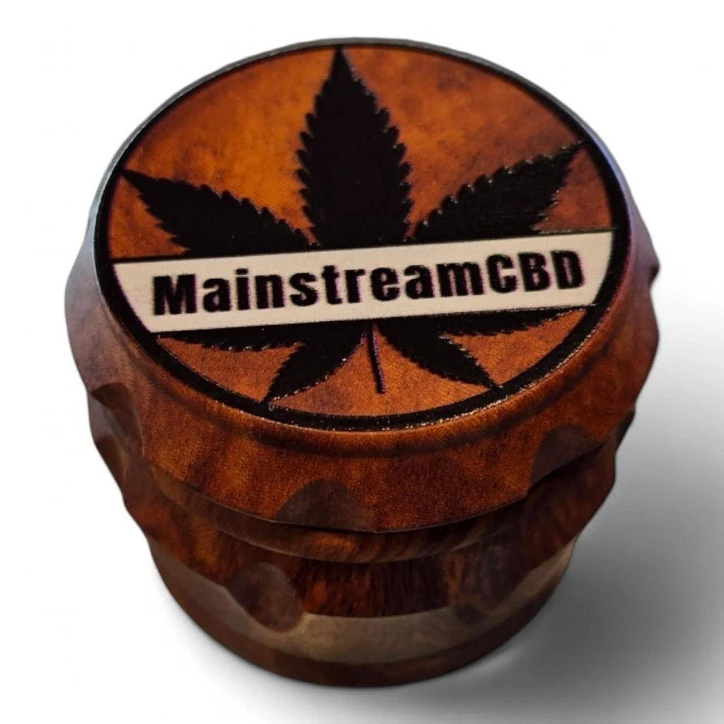 Mainstream CBD small wooden grinder, dark wood
