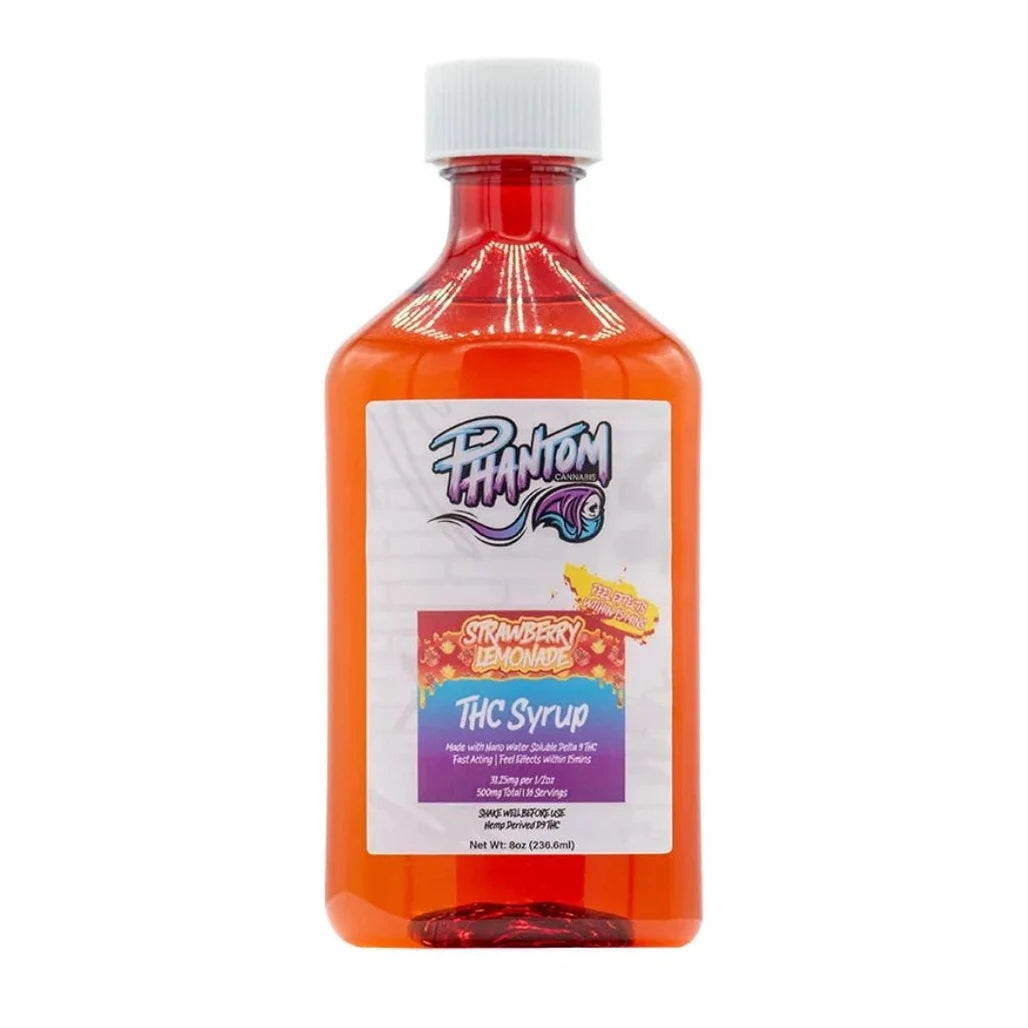 Phantom 500mg Delta-9 THC syrup, Strawberry Lemonade, 8oz bottle