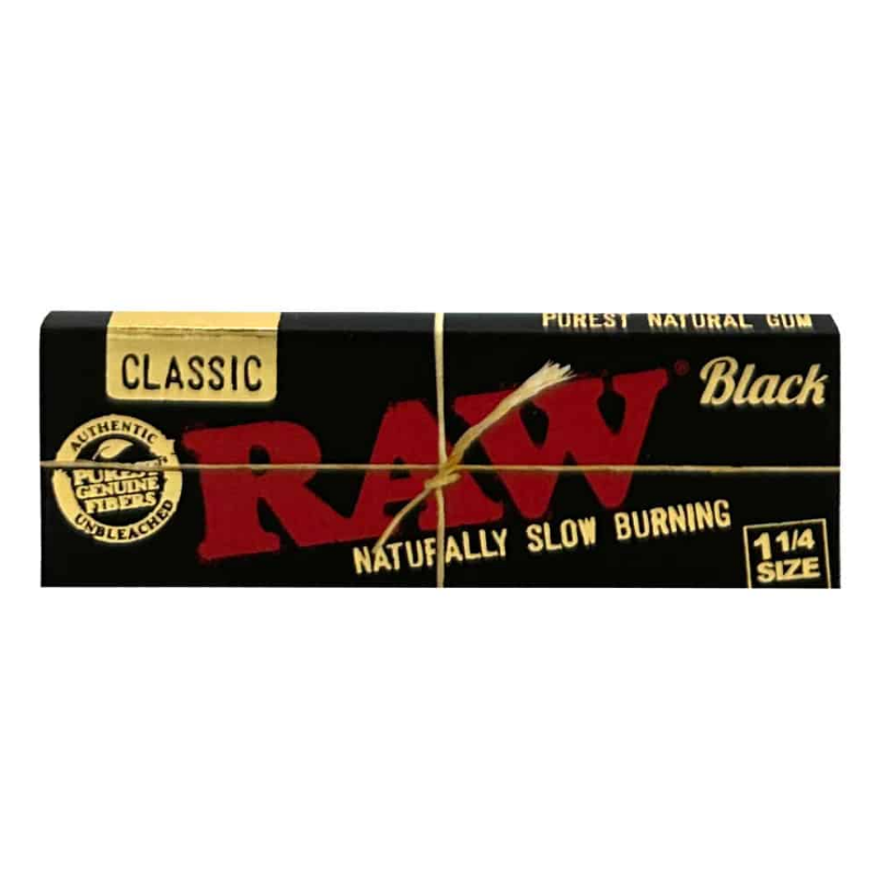 RAW Black 1¼ Rolling Papers – Ultra Thin 32 Leaves Pack