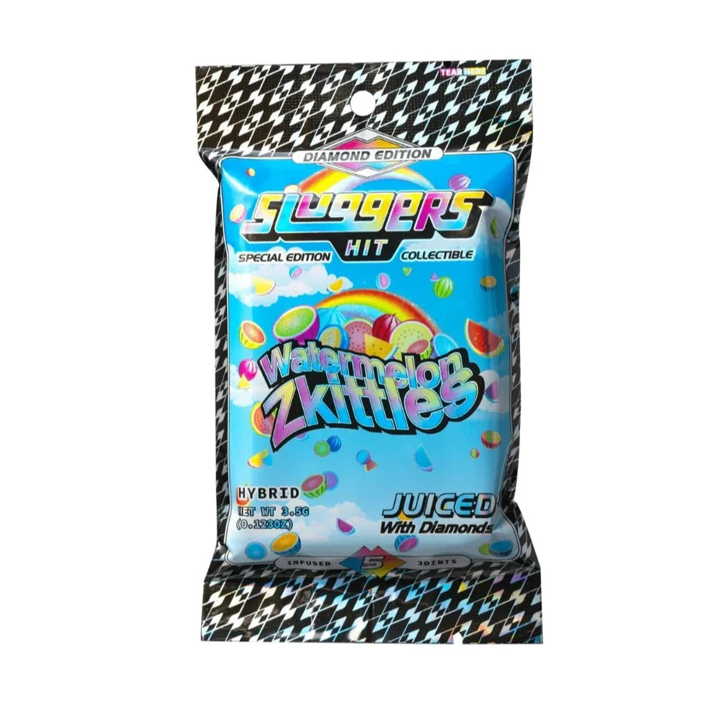 Sluggers Juiced THC-A pre-roll 5-pack, Watermelon Zkittles (hybrid)