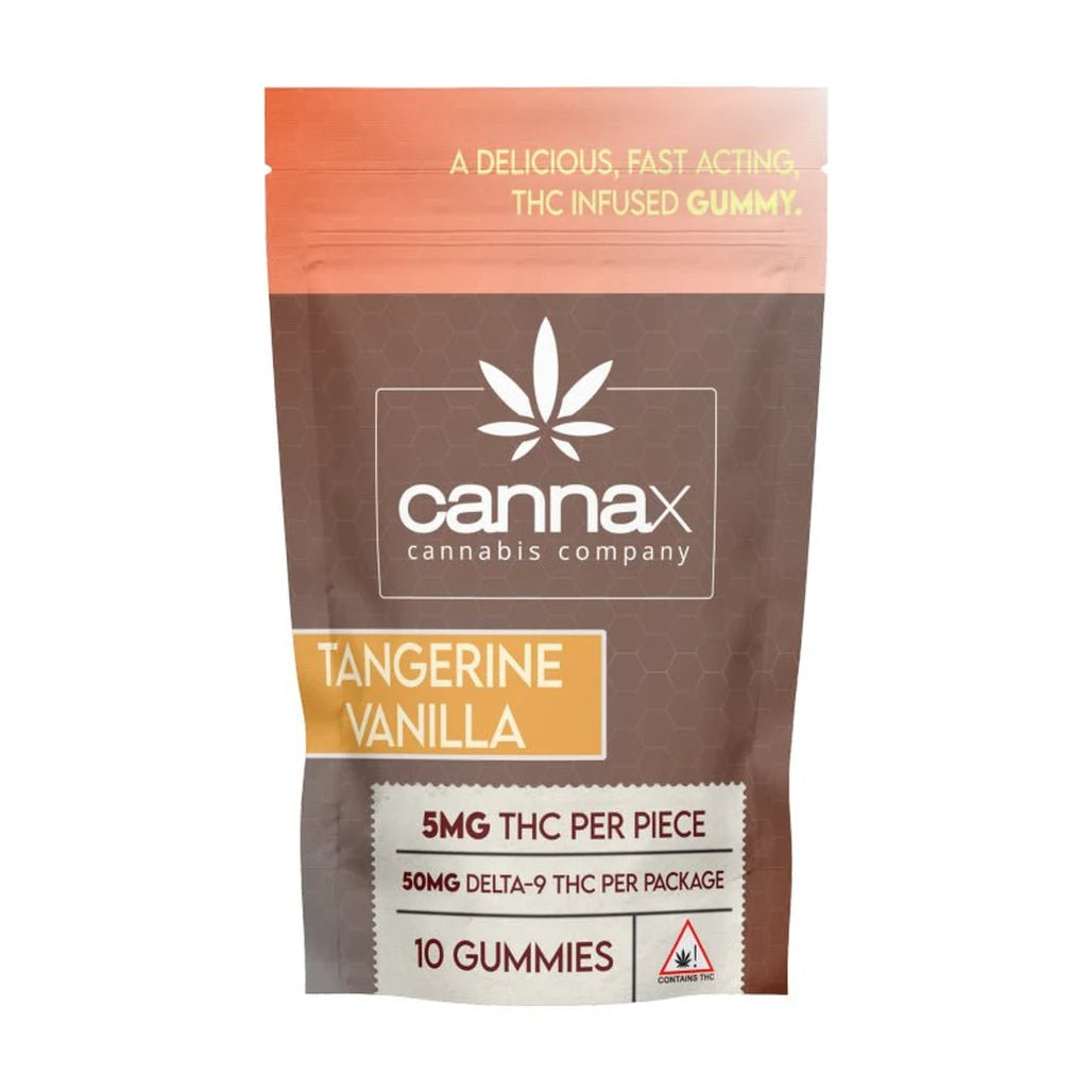 CannaX Tangerine Vanilla gummies pouch, 5mg THC, 10 count