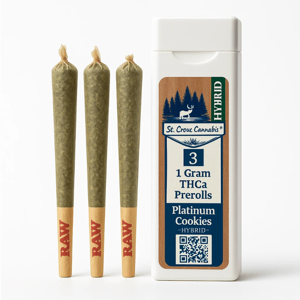 St. Croix Canna 1g THCa pre-rolls 3-pack, Platinum Cookies (Hybrid)