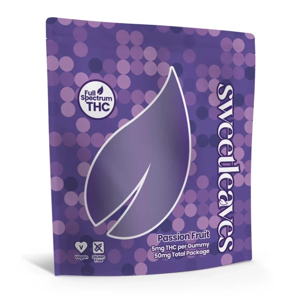 Sweetleaves Passion Fruit 5mg THC gummies pouch