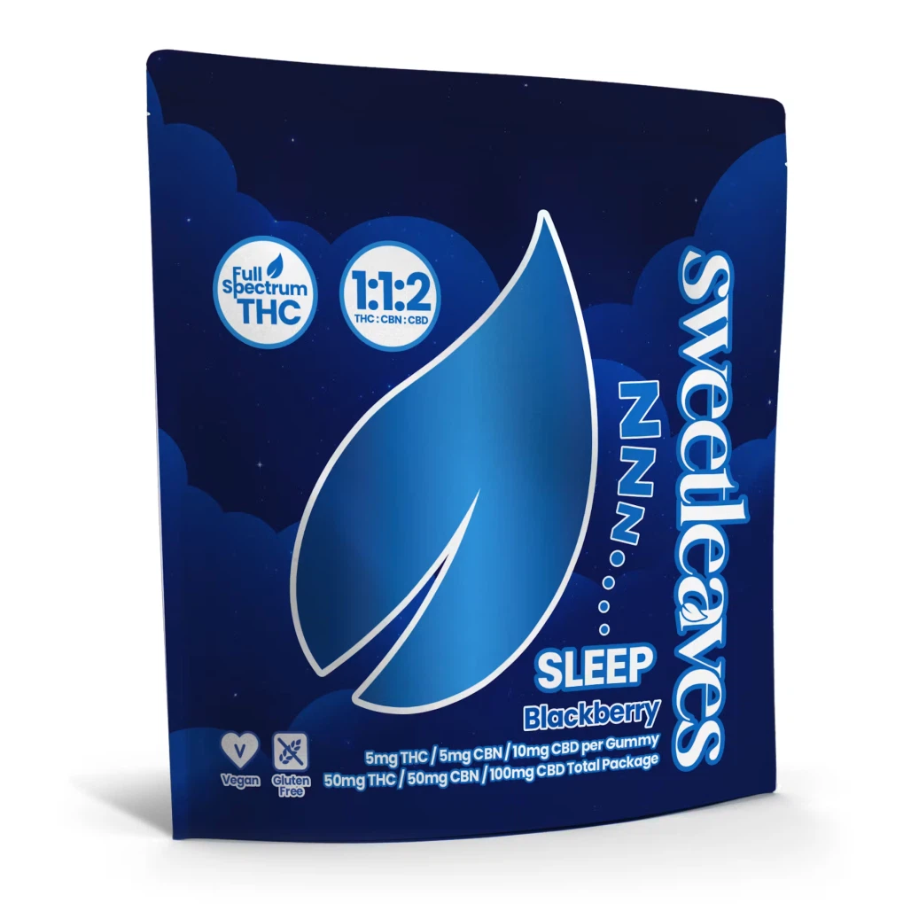 Sweetleaves 5mg THC Gummies – Pineapple, Passionfruit, Peach, Tropical Fruit, Pink Lemonade, Blackberry Sleep