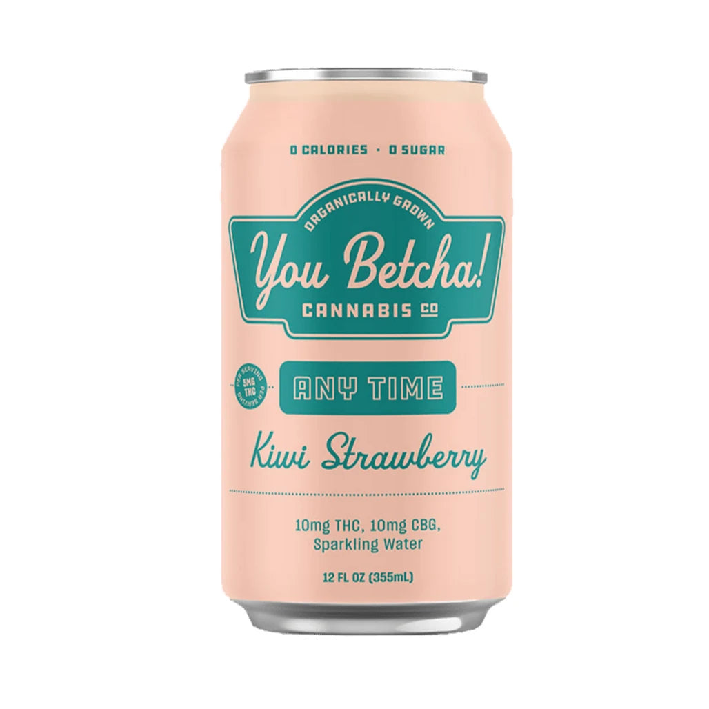 You Betcha Any Time Kiwi Strawberry THC + CBG seltzer can