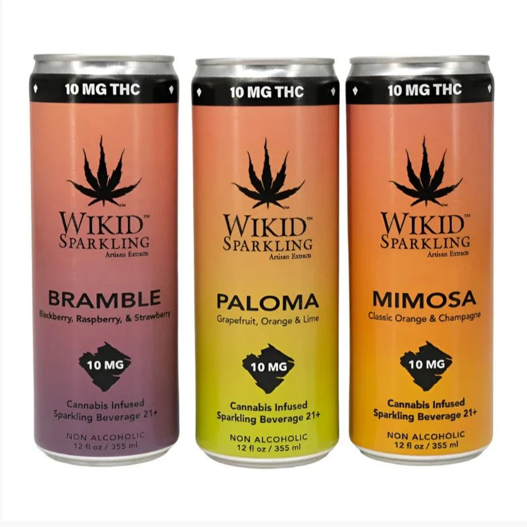 Wikid Sparkling 10mg THC beverage, Bramble, Paloma and Mimosa cans